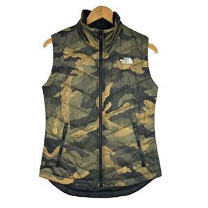 The North Face ThermoBall Vest Women XS Camo Green Insulated Lightweight Quilted